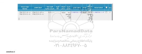 مزایده, مزایده سیم آلومینیومی لینگس 228