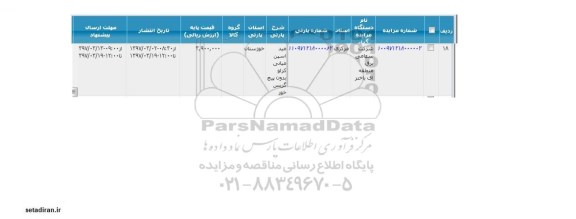 مزایده ، مزایده مید اسپن میانی کرلو بدون پیچ گریس خور