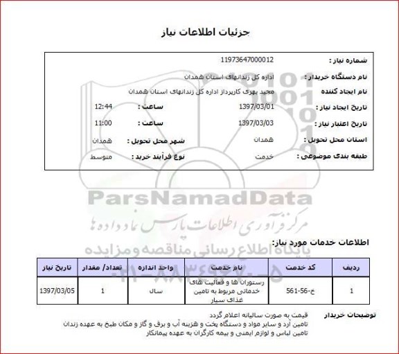استعلام,استعلام رستوران و فعالیت‌ های خدماتی