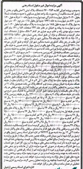 مزایده,مزایده ششدانگ پلاک ثبتی نه اصلی بخش دو اردبیل