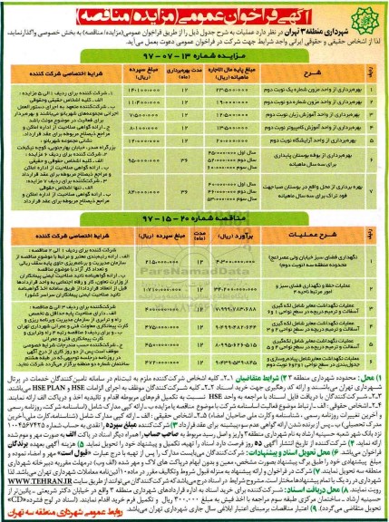 آگهی مزایده , مزایده بهره برداری از واحد مزون شماره یک و ...