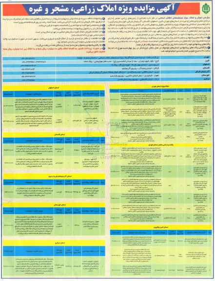 مزایده واگذاری تعدادی از زمین های زراعی مشجر  97.3.2