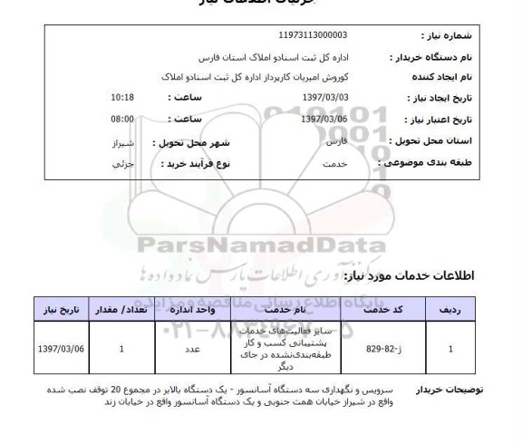 استعلام,استعلام فعالیت های خدمات و پشتیبانی کسب و کار