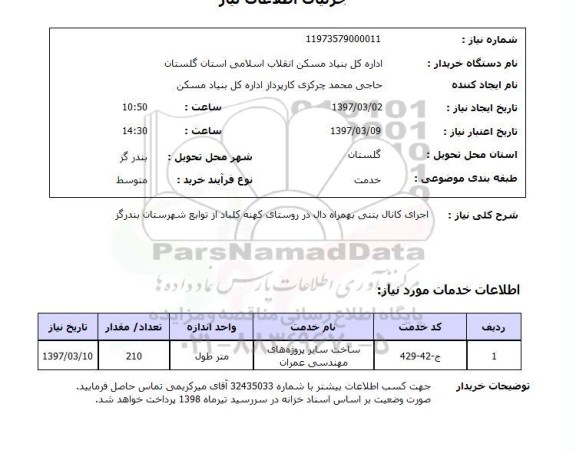 استعلام, اجرای کانال بتنی