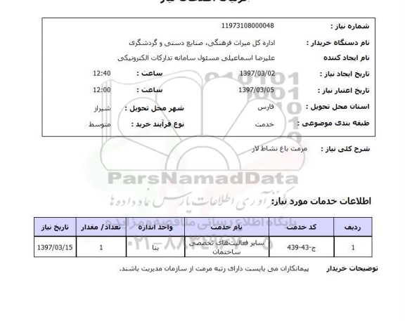 استعلام, مرمت باغ 