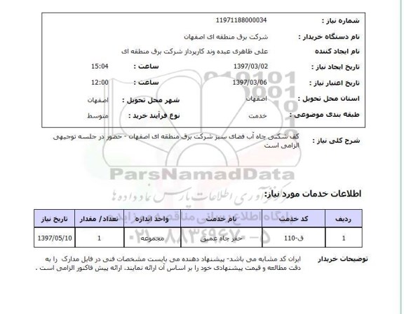 استعلام,کف شکنی چاه آب فضای سبز...