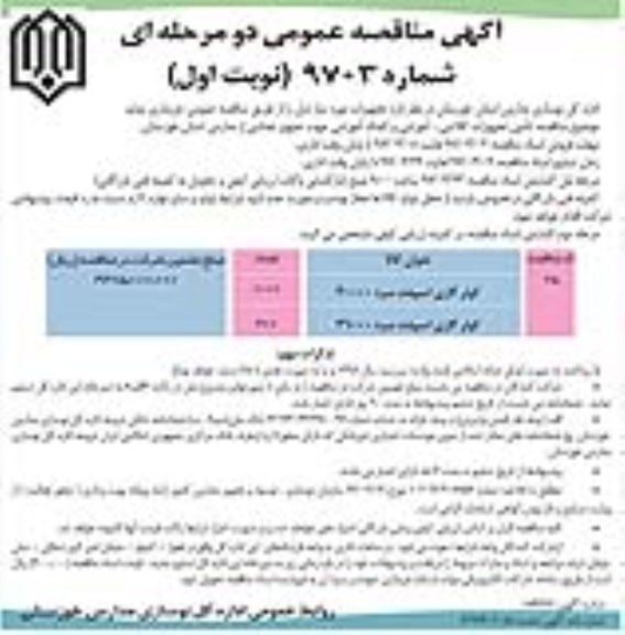 آگهی مناقصه عمومی دو مرحله ای , مناقصه تامین تجهیزات کلاسی- آموزشی و کمک آموزشی 