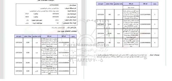 استعلام , استعلام لوازم مصرفی بیمارستان ...