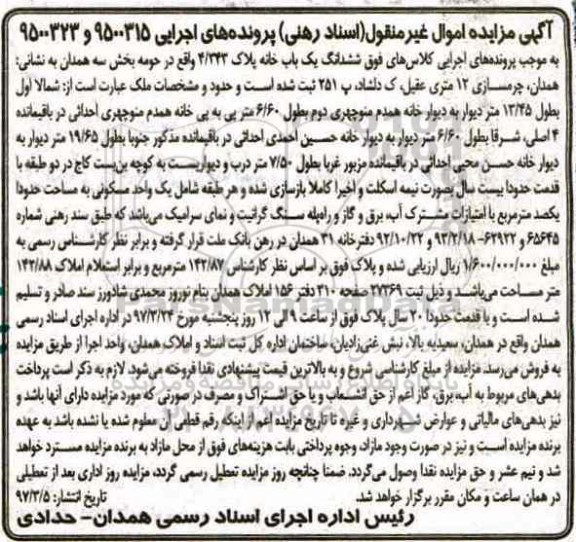 مزایده,مزایده ششدانگ یکباب خانه قدمت بیست سال