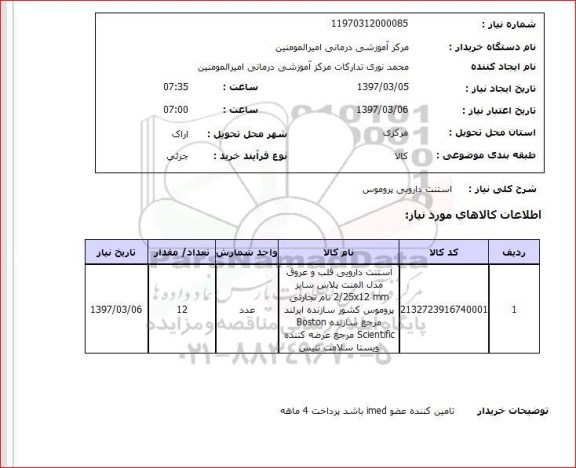 استعلام , استعلام استنت دارویی پروموس