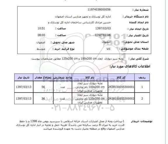 استعلام, استعلام تخته سبز دیواری...