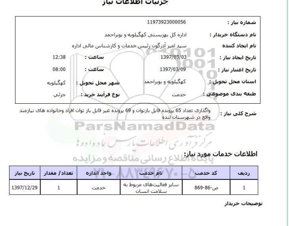 استعلام, واگذاری پرونده فایل بازتوان و  غیرقابل بازتوان افراد و خانواده های نیازمند
