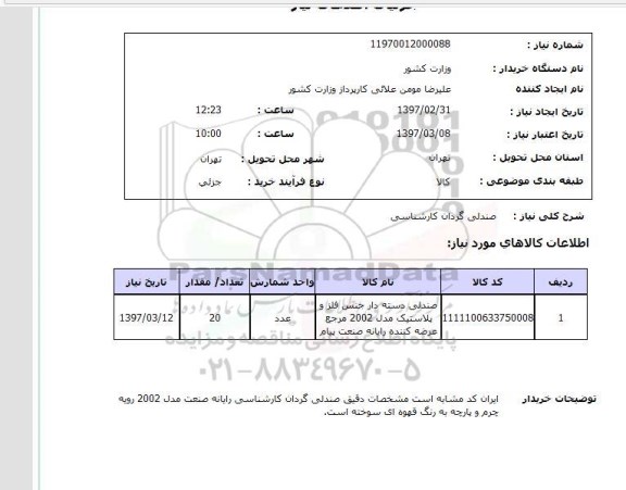 استعلام, صندلی گردان کارشناسی 