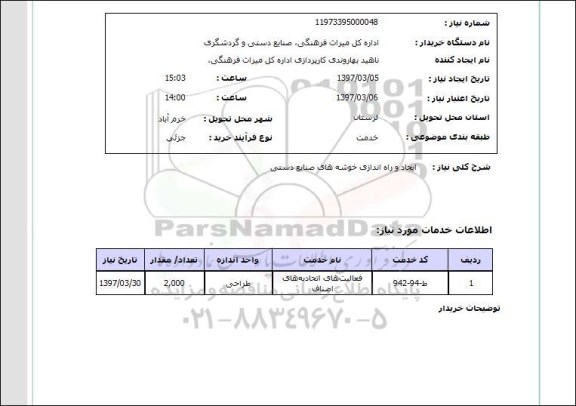 استعلام ایجاد و راه اندازی خوشه های صنایع دستی