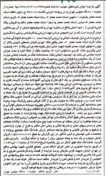 مزایده, مزایده ساختمان با قدمت ساخت بیش از سی سال