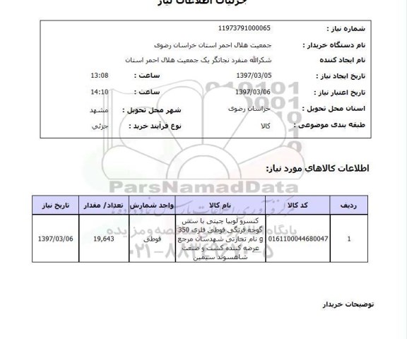 استعلام, استعلام کنسرو لوبیا...