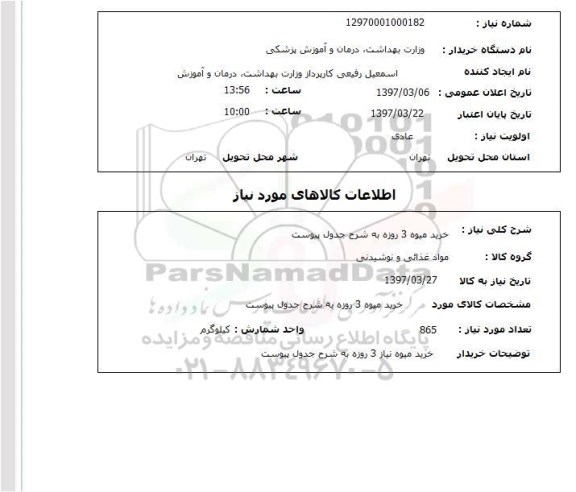 استعلام,استعلام خرید میوه