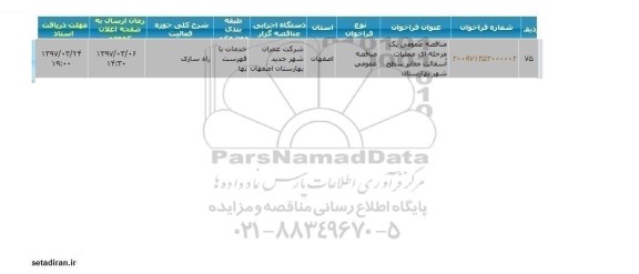 مناقصه  عملیات آسفالت معابر