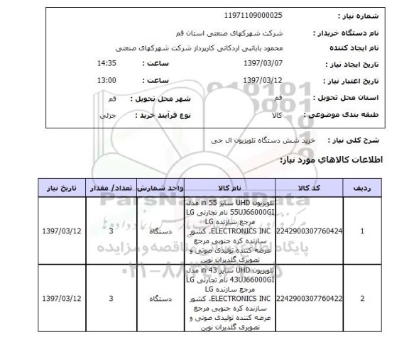 استعلام, استعلام خرید تلویزیون ....