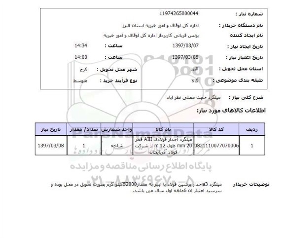استعلام, میلگرد