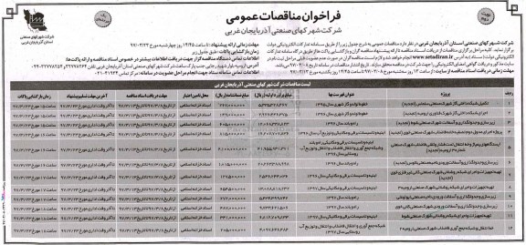 مناقصات عمومی, فراخوان تکمیل شبکه داخلی گاز، زیرسازی و جدولگذاری ... نوبت دوم