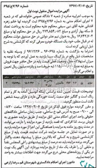 مزایده, مزایده سواری پژو 206