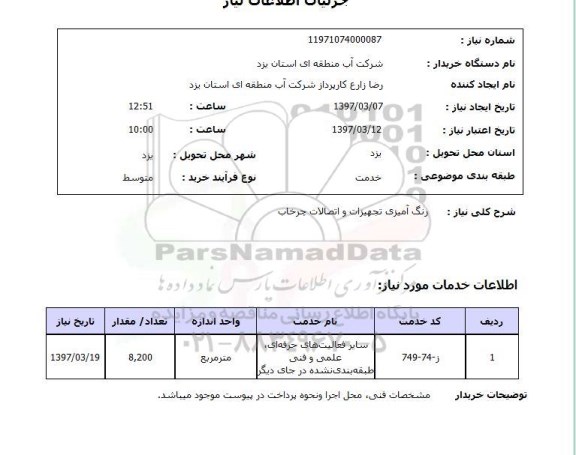 استعلام, رنگ آمیزی تجهیزات و اتصالات چرخاب 