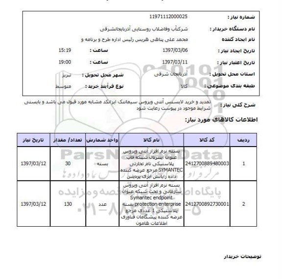 استعلام, خرید و تمدید لایسنس آنتی ویروس سیمانتک