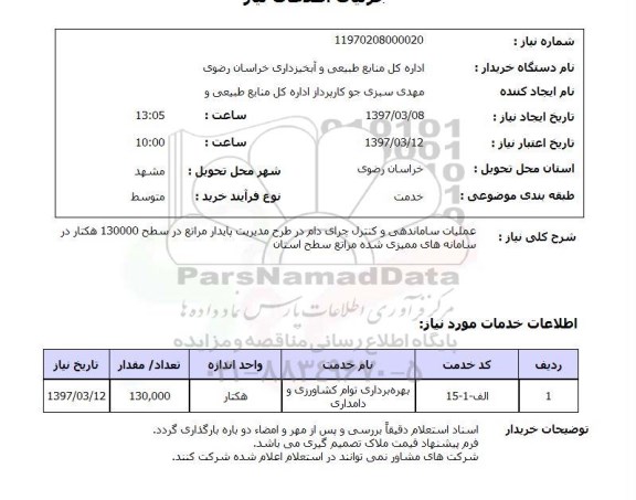 استعلام, عملیات ساماندهی و کنترل چرای دام  ..