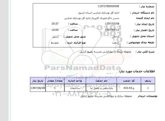 استعلام, محوطه سازی و دیوار کشی مدرسه