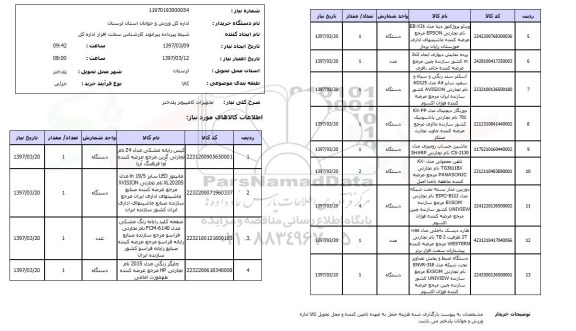 استعلام, استعلام تجهیزات کامپیوتر...