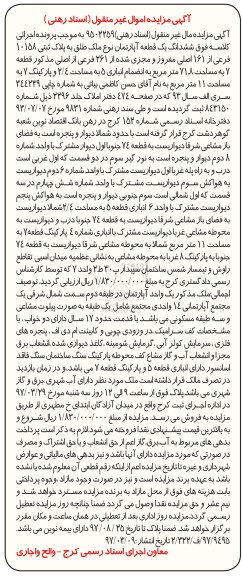 مزایده,مزایده ششدانگ آپارتمان مساحت 71.8مترمربع