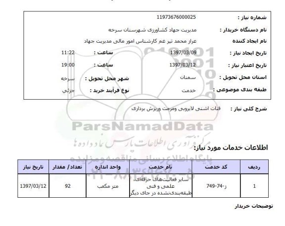 استعلام, قنات اشنی لایروبی و مرمت و ریزش برداری 