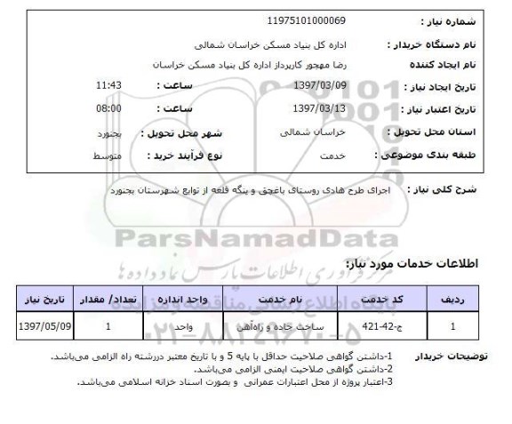 استعلام, استعلام اجرای طرح هادی روستا....