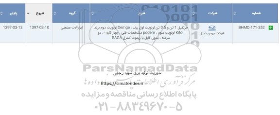 استعلام, استعلام جرثقیل 1 تن و 0.5