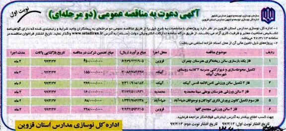 مناقصه , مناقصه بازسازی سالن ریخته گری و ...