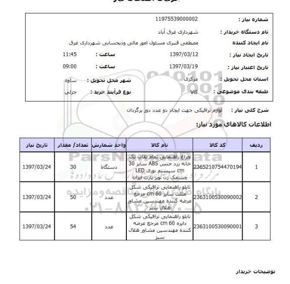 استعلام, لوازم ترافیکی 