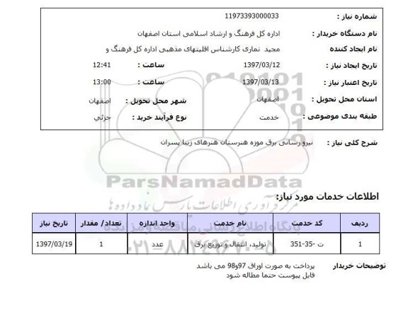 استعلام,استعلام نیرو رسانی برق موزه ...