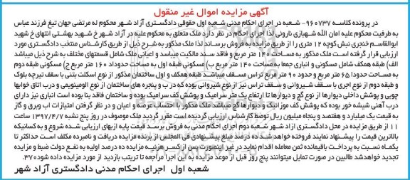 مزایده،مزایده ملک مساحت 140 مترمربع