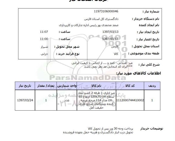 استعلام میز صندلی کمد 