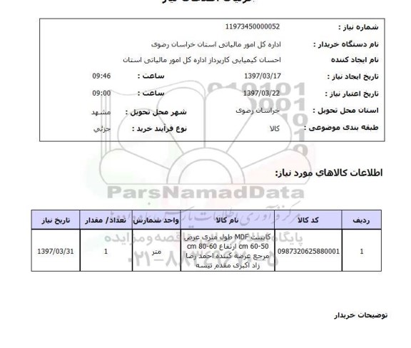 استعلام, کابینت MDF 