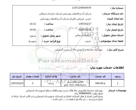 استعلام,استعلام بهسازی چشمه و لایروبی چاه آب...