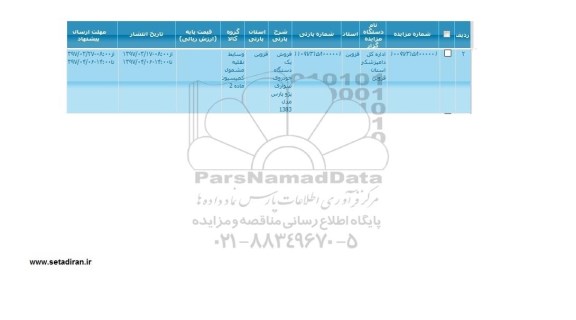 مزایده , مزایده یک دستگاه خودروی سواری پژو