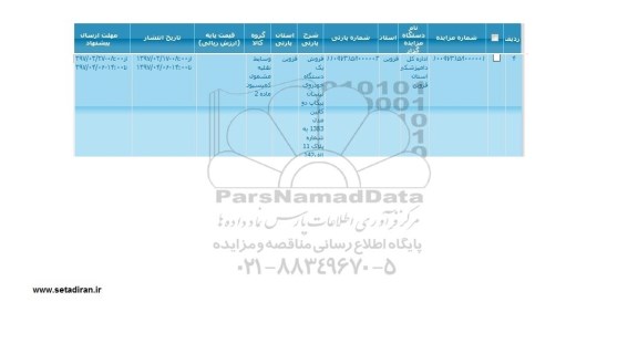 مزایده, مزایده فروش یک دستگاه خودروی نیسان پیکاب دو کابین مدل 1383