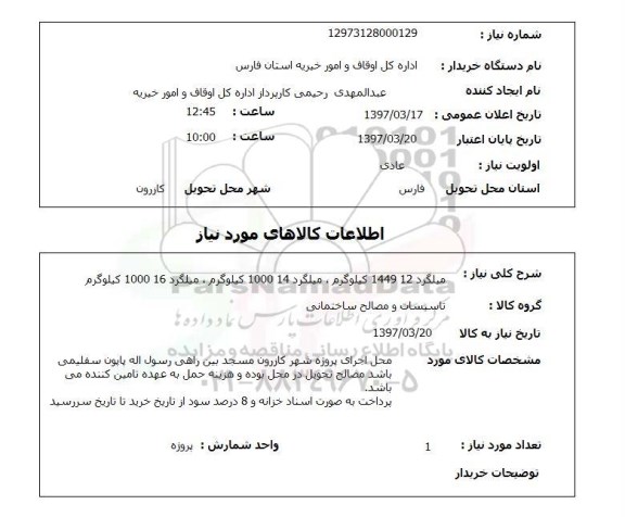استعلام, میلگرد