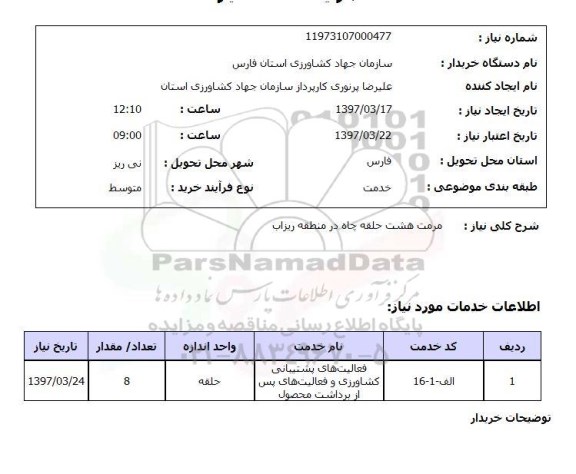 استعلام,مرمت هشت حلقه چاه...