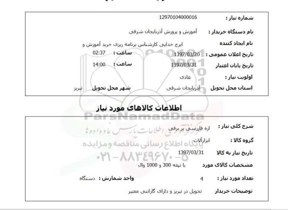 استعلام, استعلام اره فاررسی بر برقی