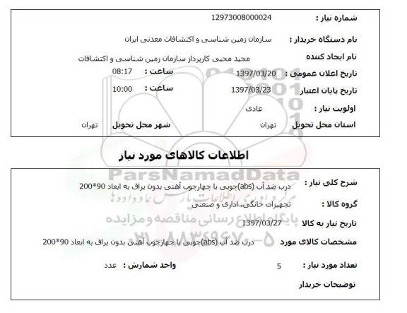 استعلام, استعلام درب ضد آب