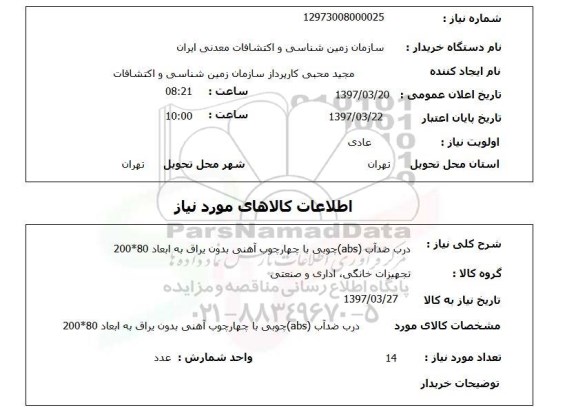 استعلام, استعلام  درب ضد آب (abs) چوبی 