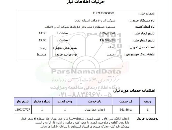 استعلام, استعلام احداث اتاقک سر چاه...